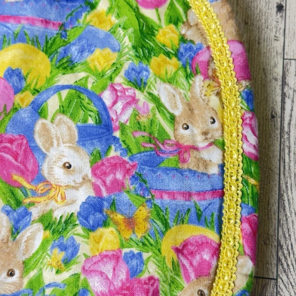 Easter Bunnies And Tulips Oval Placemats Set Of 4 Vintage Bright‎ Colorful